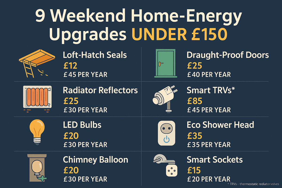 9 Weekend Home‑Energy Upgrades Under £150 (That Pay Back in 12 Months)